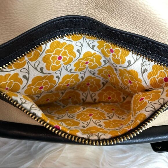 EMMA FOX Large tan black red leather Satchel  fold over Handbag no‎ strap - Picture 12 of 12